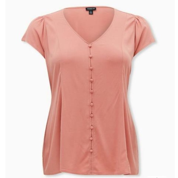 torrid Tops - Torrid challis lace back top Woman’s size 2 dark peach great stretch  v neck
